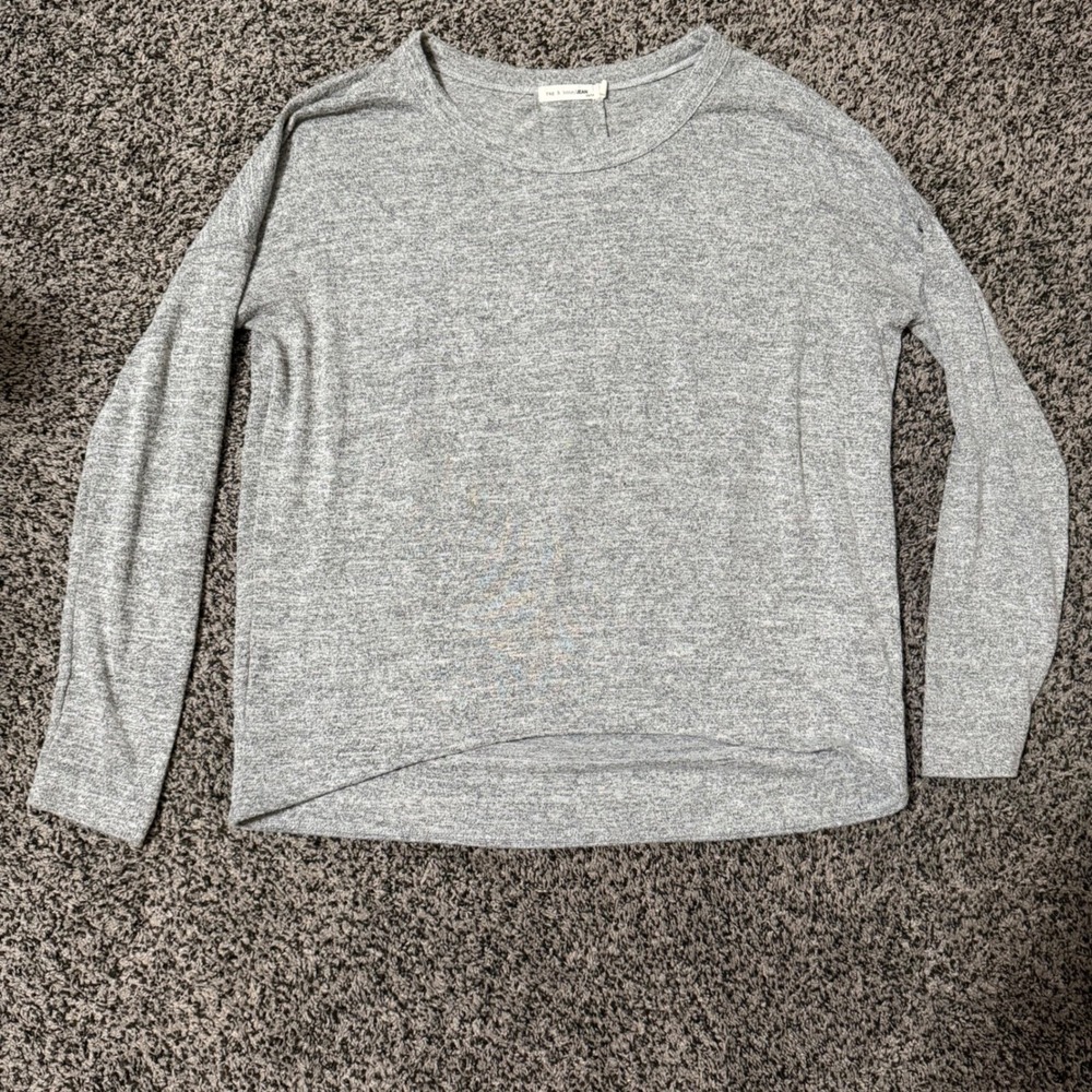Rag & Bone JEAN Top Womens XS Grey Excellent High Low Drop Shoulder Knit Shirt